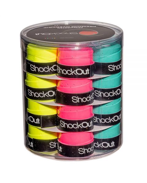 TAMBOR SHOCKOUT X24 OVERGRIPS PREMIUM MULTICOLOR PERFORADO - MegaPadelStore